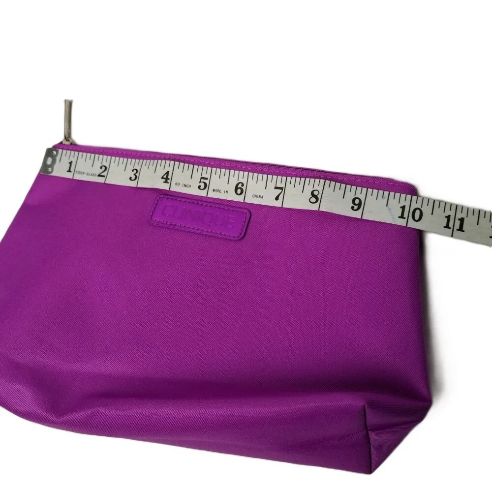 Clinique Purple Cosmetic Makeup Bag Zipper Travel Organizer